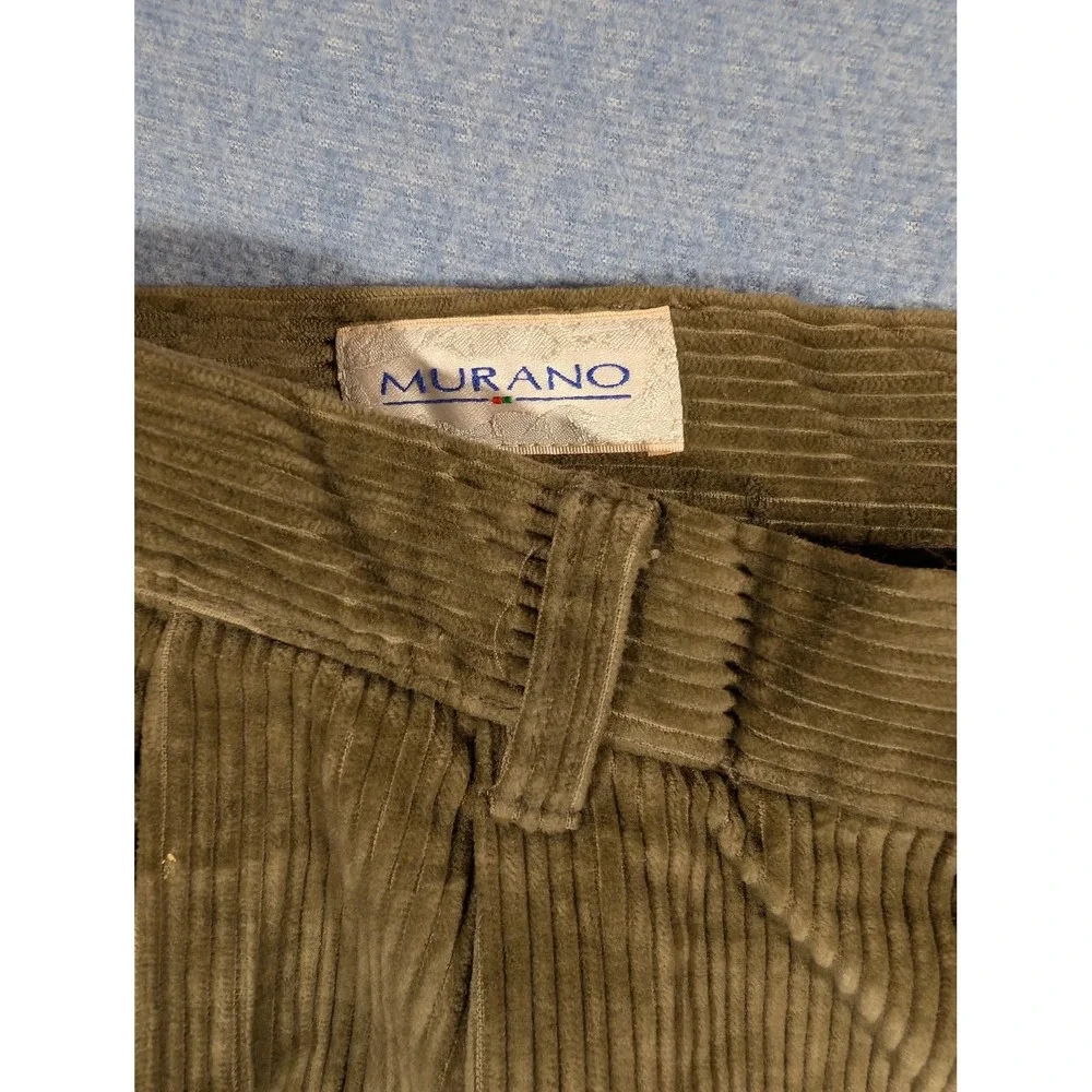 Murano Pants Mens 40x32 Brown Corduroy Pleated Dress Slacks Cuffed Casual